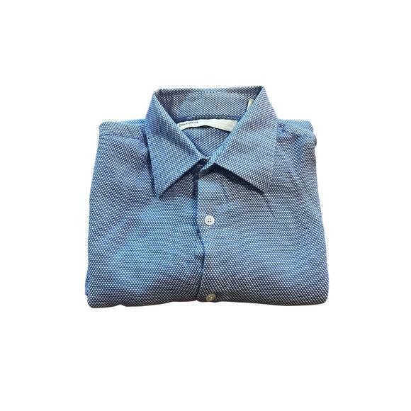 Perry Ellis Other - Perry Ellis Men's Large Blue Micro-Check French Cuff Button Down Dress Shirt